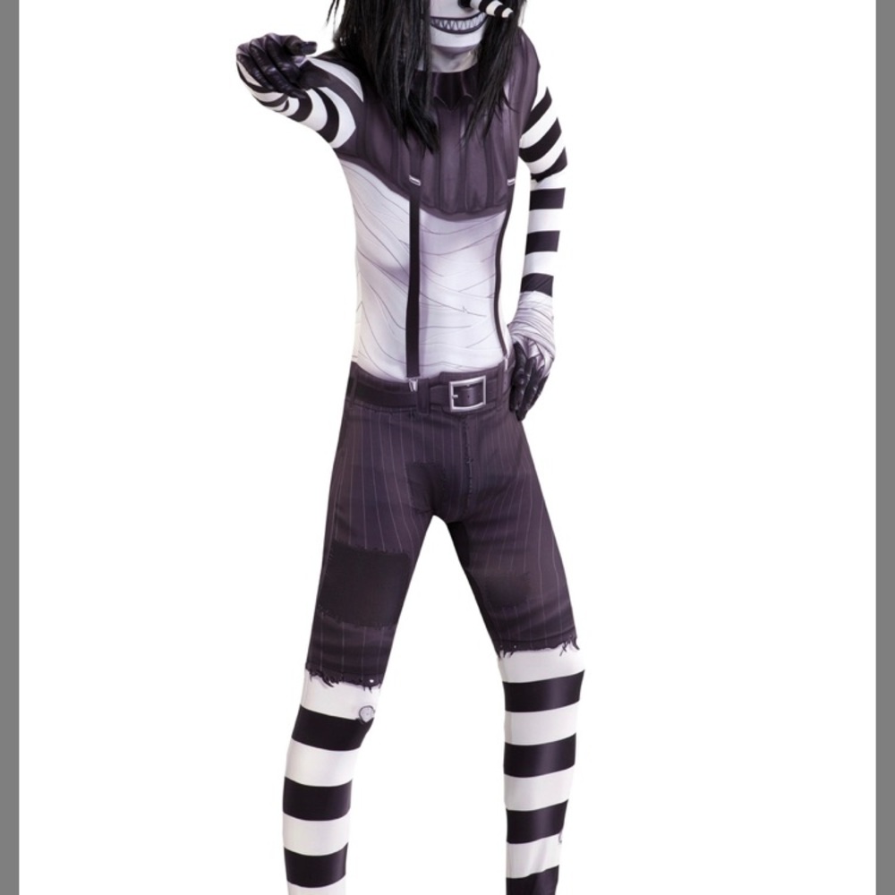 Kid's Scary Laughing Man Costume size 10/12 bodysuit  no wig